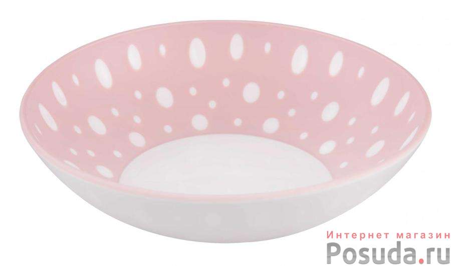 Тарелка Горошек глубокая 210 мм (бело-розовый)