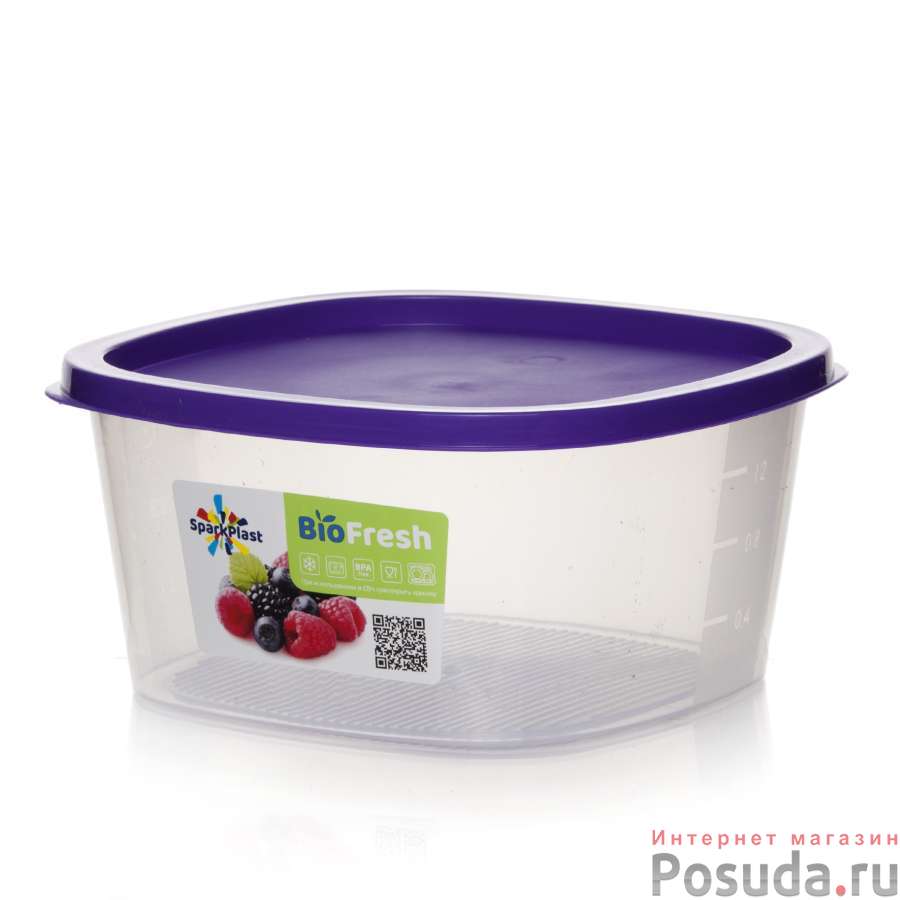Контейнер квадратный 1,55 л BioFresh Микс (цвет в ассортименте)