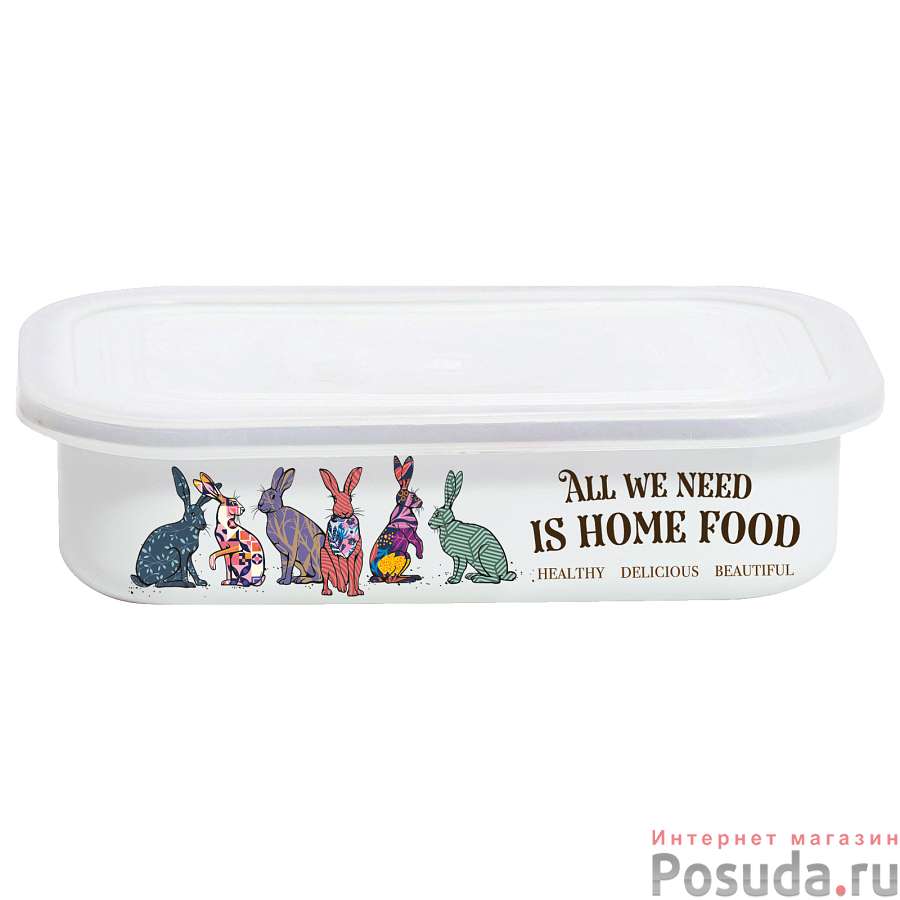 Лоток эмал Зайцы 0,8л прям пласт/кр TM Appetite