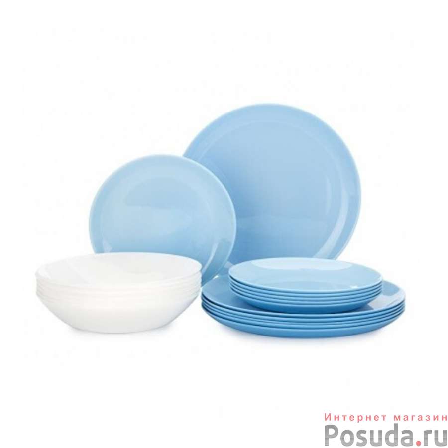 Столовый набор ЛАЙТ БЛЮ&УАЙТ 18 предметов