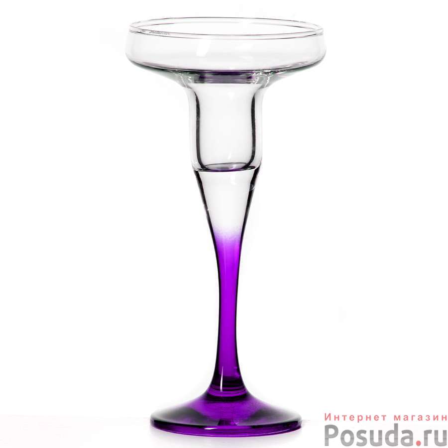 Подсвечник Pasabahce Enjoy, Н=17 см (ножка фиолетовая)