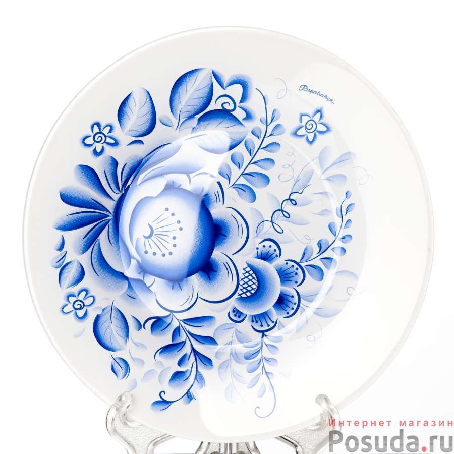 Тарелка закусочная (десертная) Pasabahce Gzhel, D=19,5 см