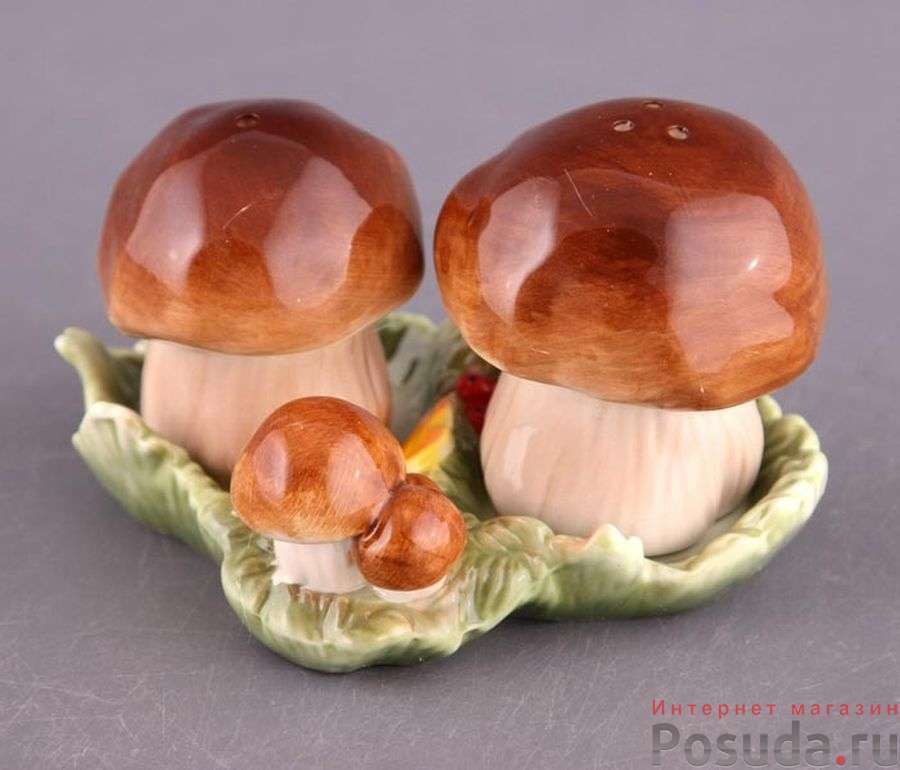 Набор для специй Грибы на подставке, 3 предмета