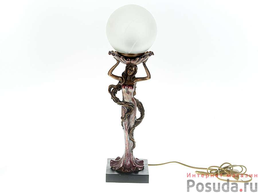 Лампа декоративная, настольная "Юная дева" плафон-d=15,5см (15,5*15,5*54см) (цоколь-Е14 напряжение-250V, мощность 25W, провод-L=190см) (белая уп.)