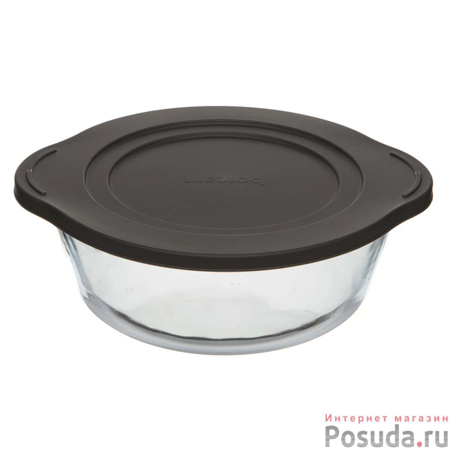 Кастрюля для запекания с пл. серой крышкой 2 л 