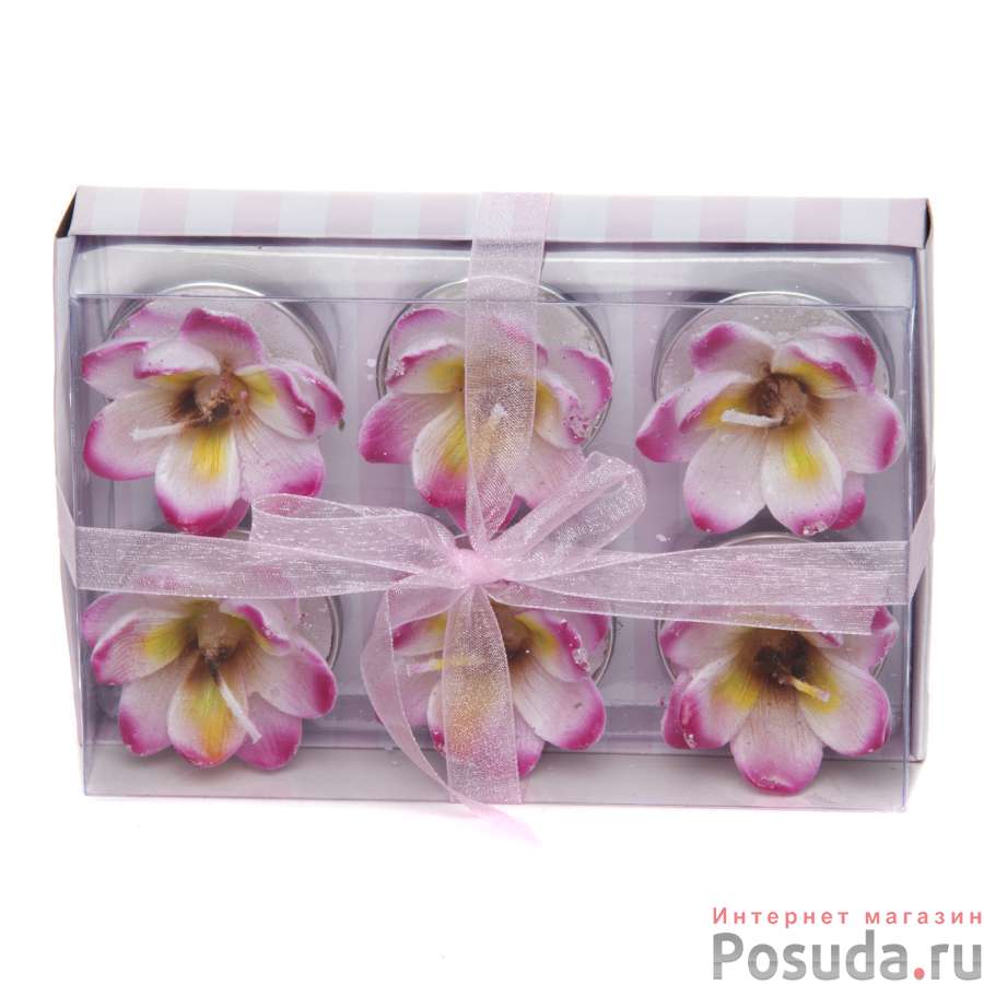 Свеча чайная Цветы 6 шт.