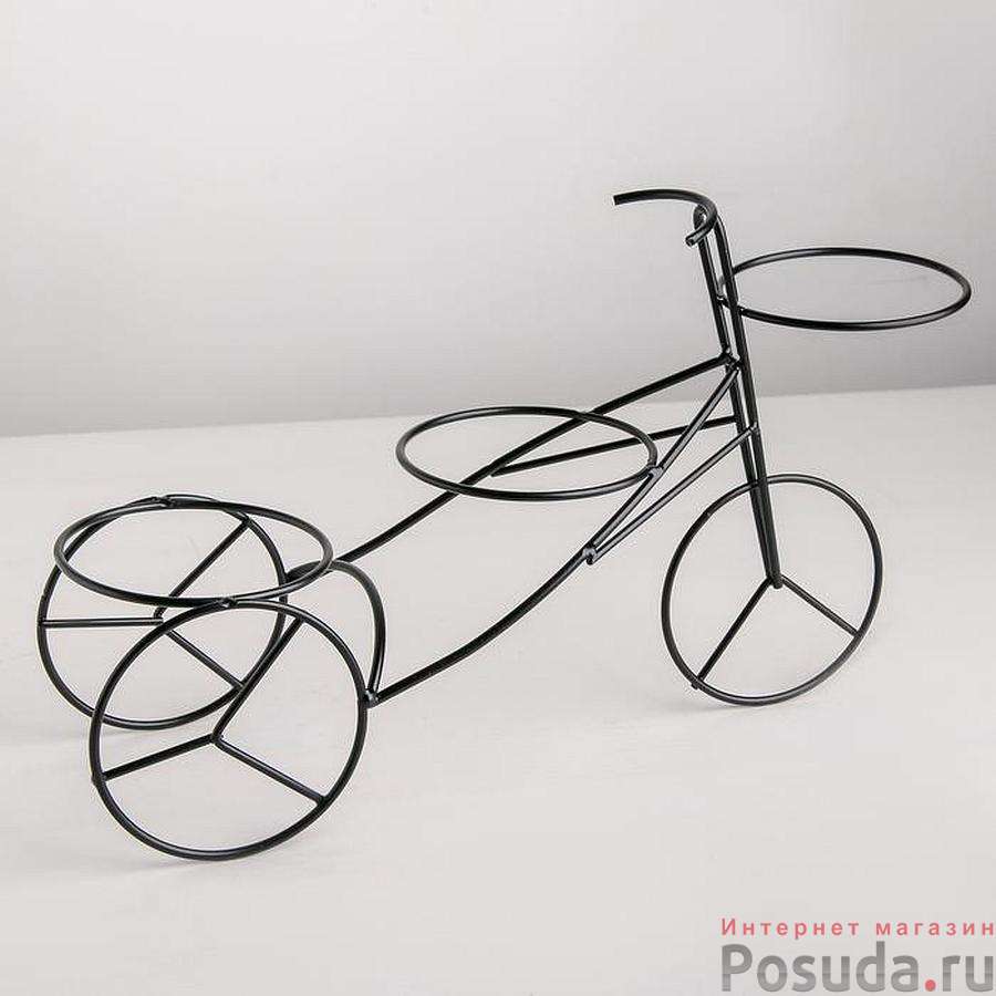 Подставка для цветов Доляна «Велосипед», d=8,3см., 34,5×10×20,5 см, цвет чёрный  4590435
