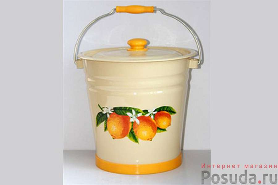 Ведро 12л с крышкой с рисунком с поддоном