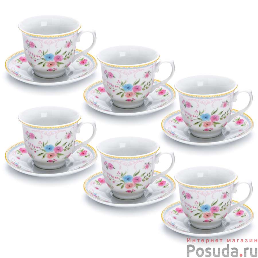 Чайный набор на 6 персон Loraine Нежность, 220 мл