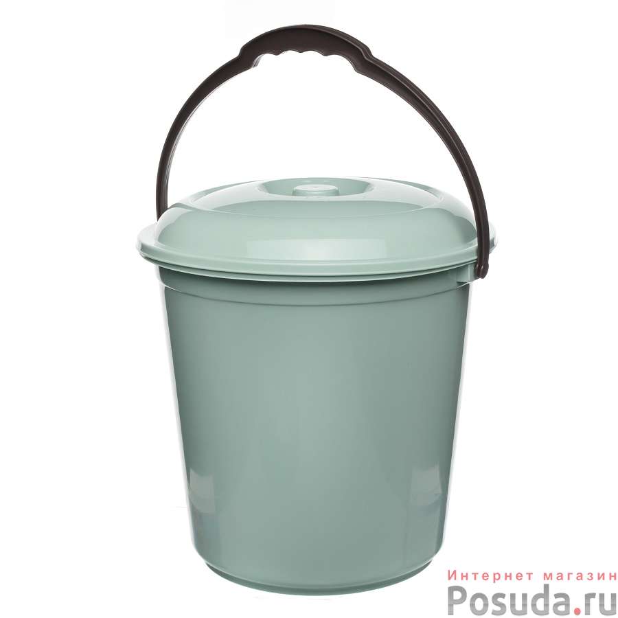 Ведро 15 л с крышкой и мерной шкалой фисташковое