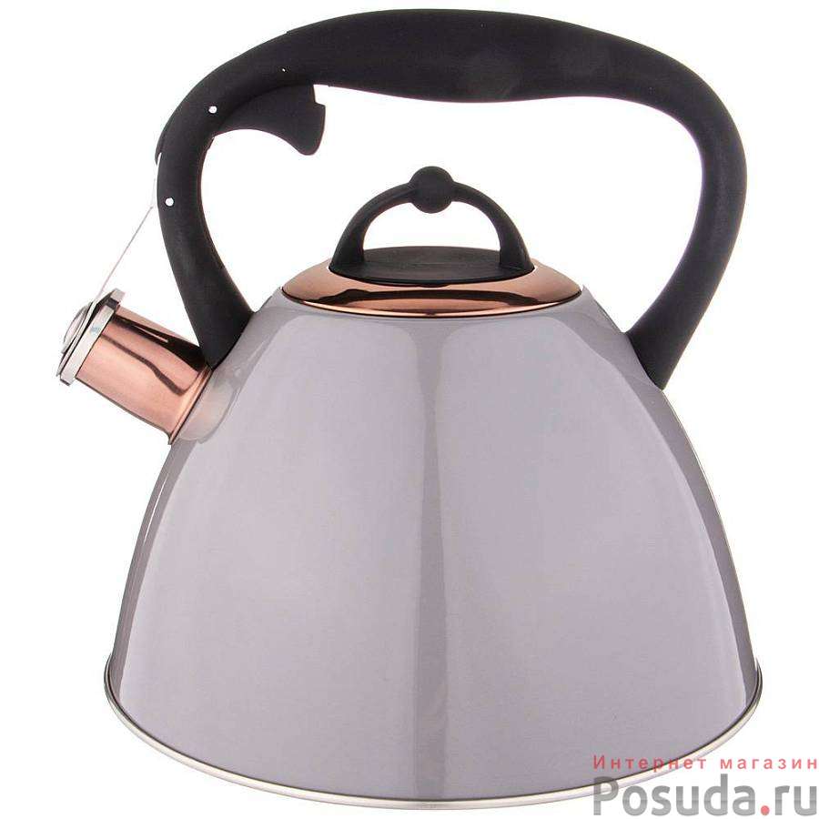 Чайник agness Тюдор со свистком 2,7 л, титановое покрытие носика, термоаккумулирующее дно, индукция