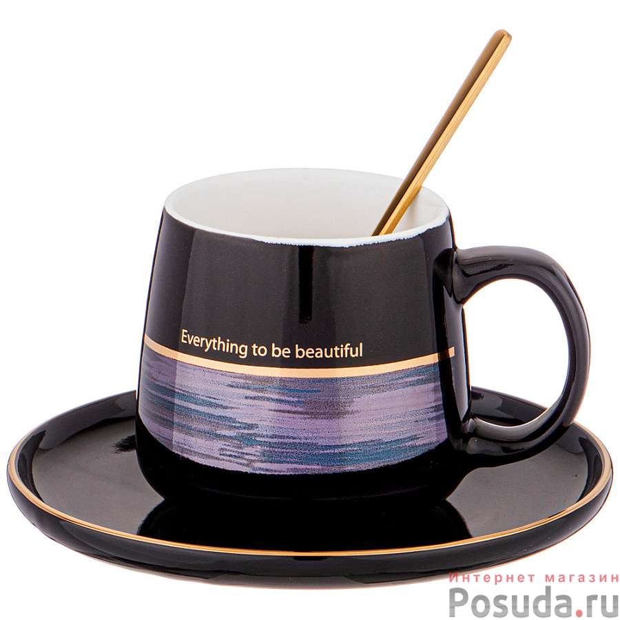 Чайная пара с ложкой lefard Break time 240 мл черная 