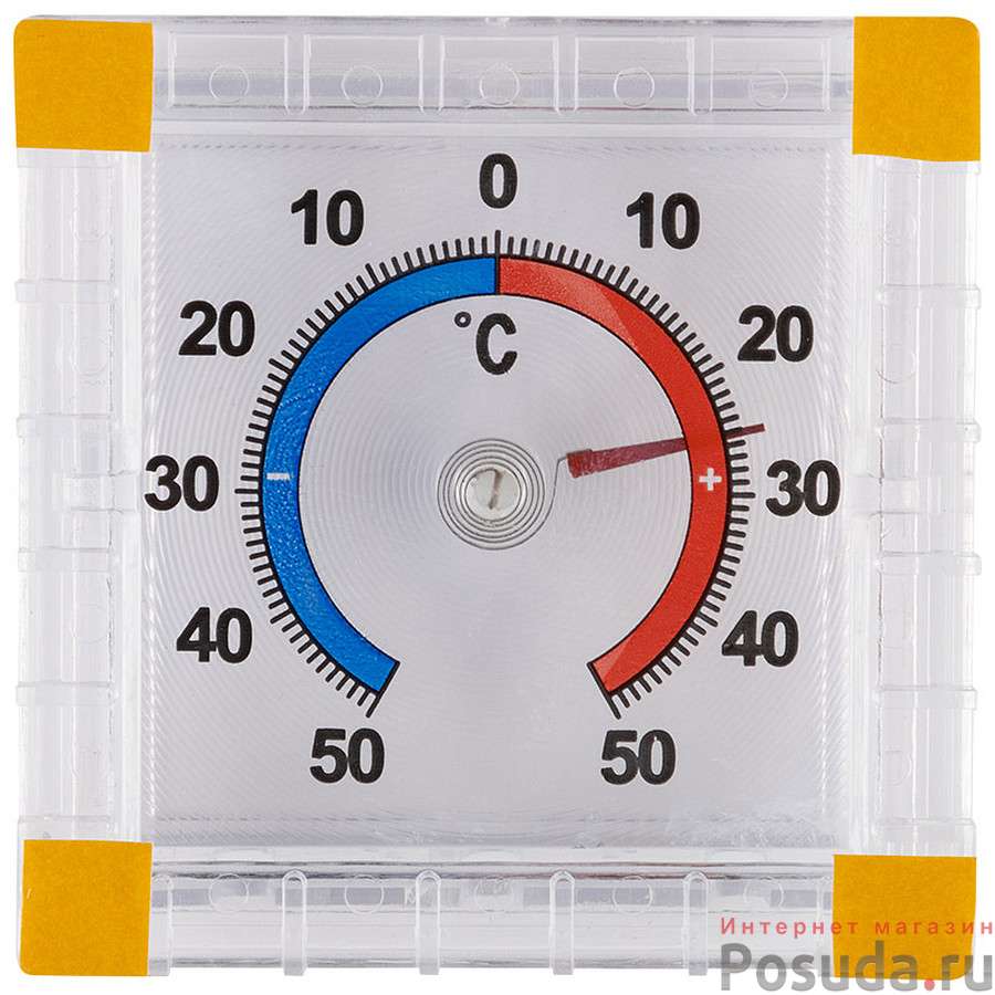Термометр оконный биметаллический, квадратный ТББ на блистере