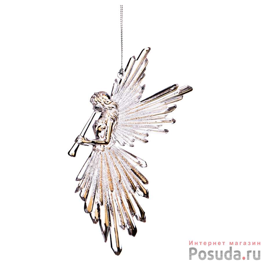 Декоративное изделие Ангел 17*10 см цвет: серебро с глиттером без упаковки
