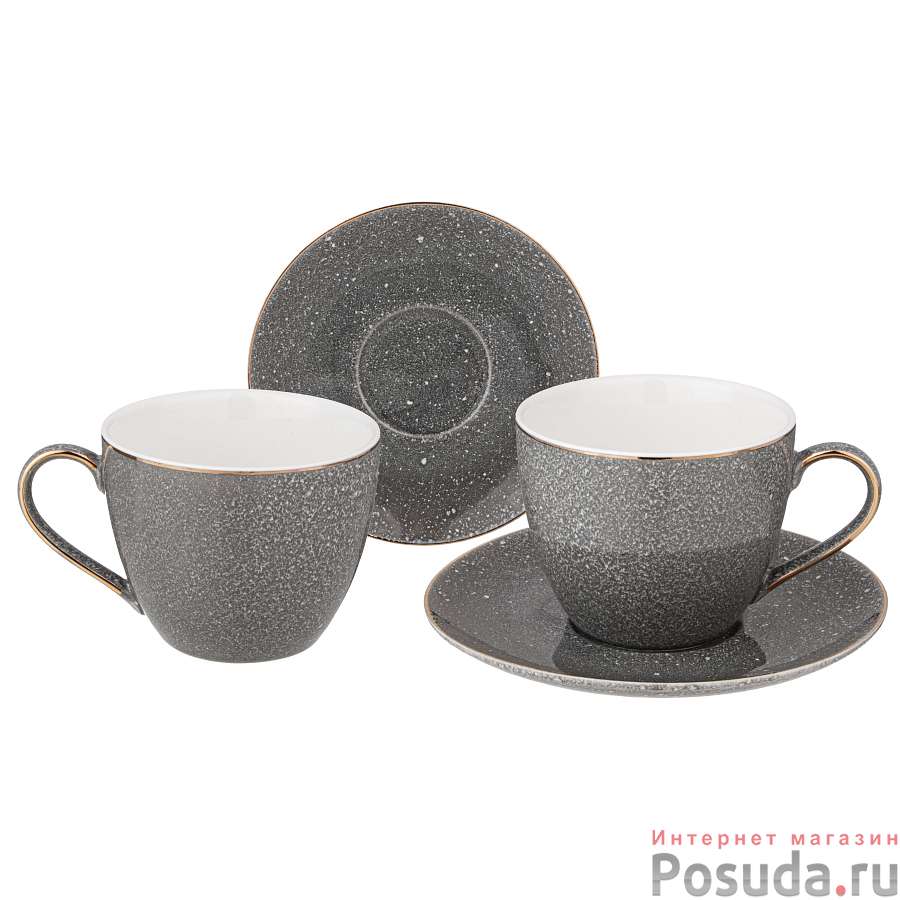 Чайный набор LEFARD "GRAIN" на 2 пер. 4 пр. 220 мл цвет серый