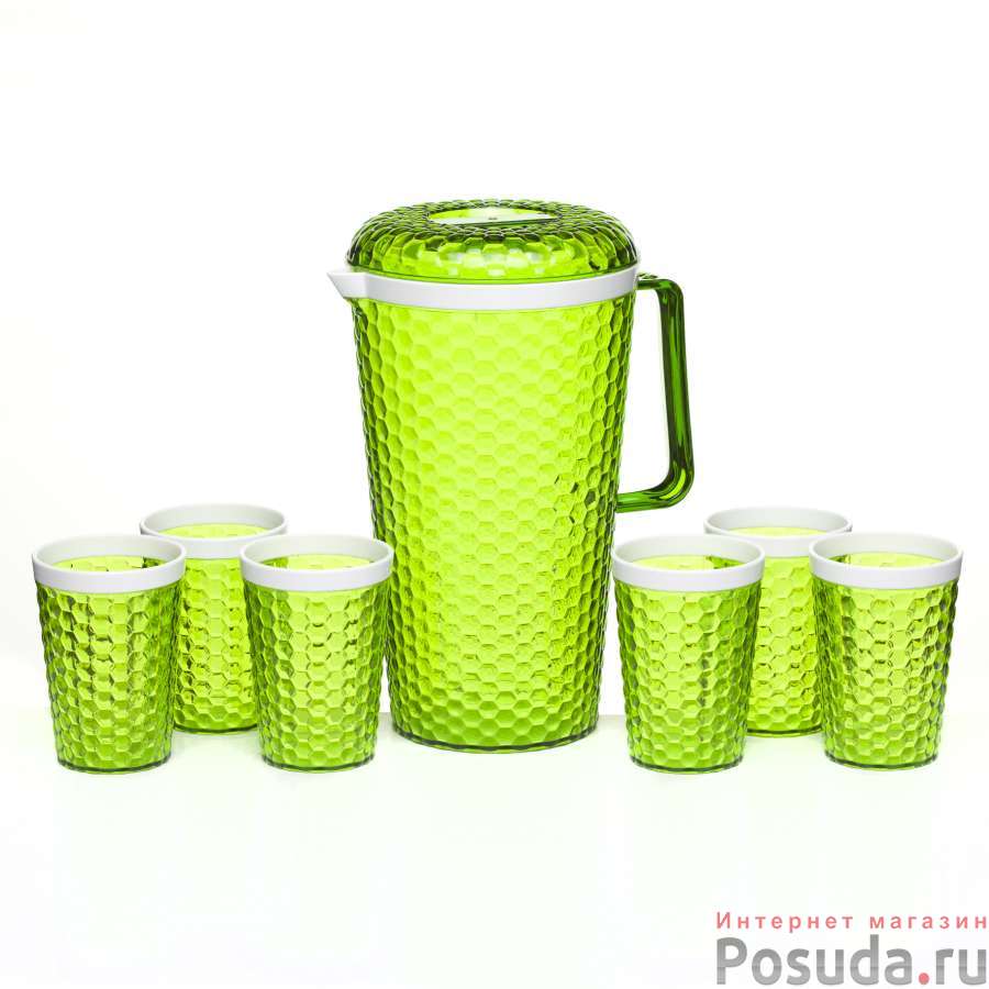 Набор Мозаика (кувшин + 6 стаканов) зеленый