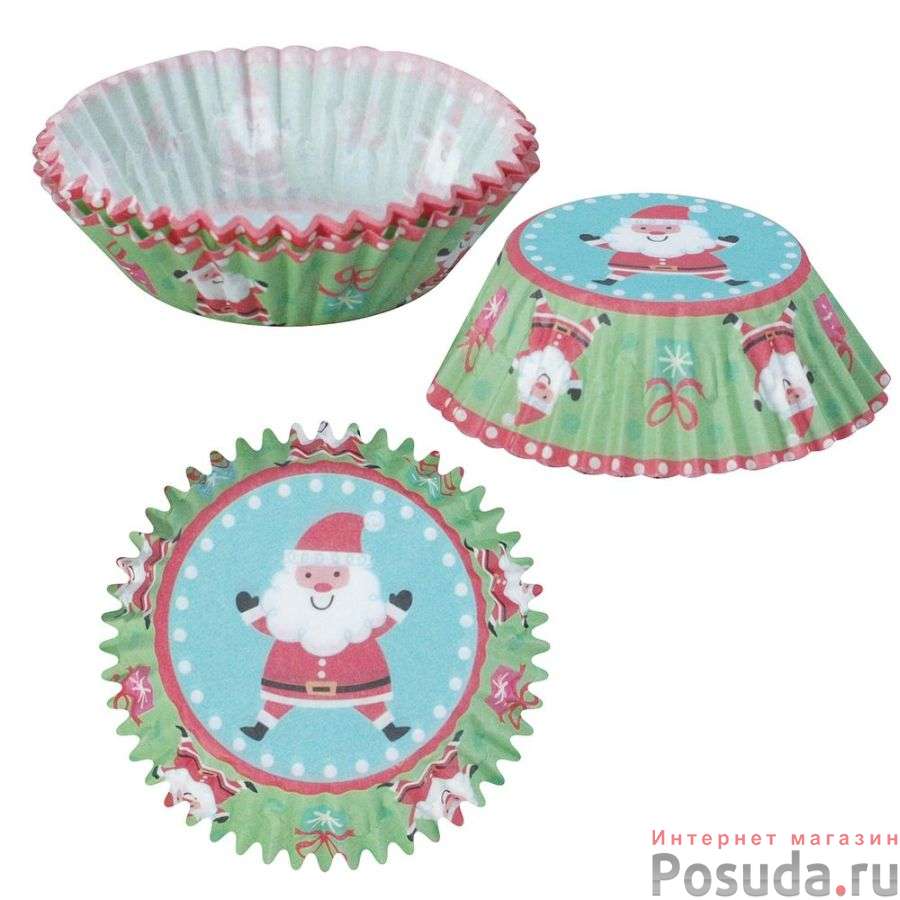 Набор бумажных форм для конфет "Дед Мороз" 50шт. D6см (пакет) NEW