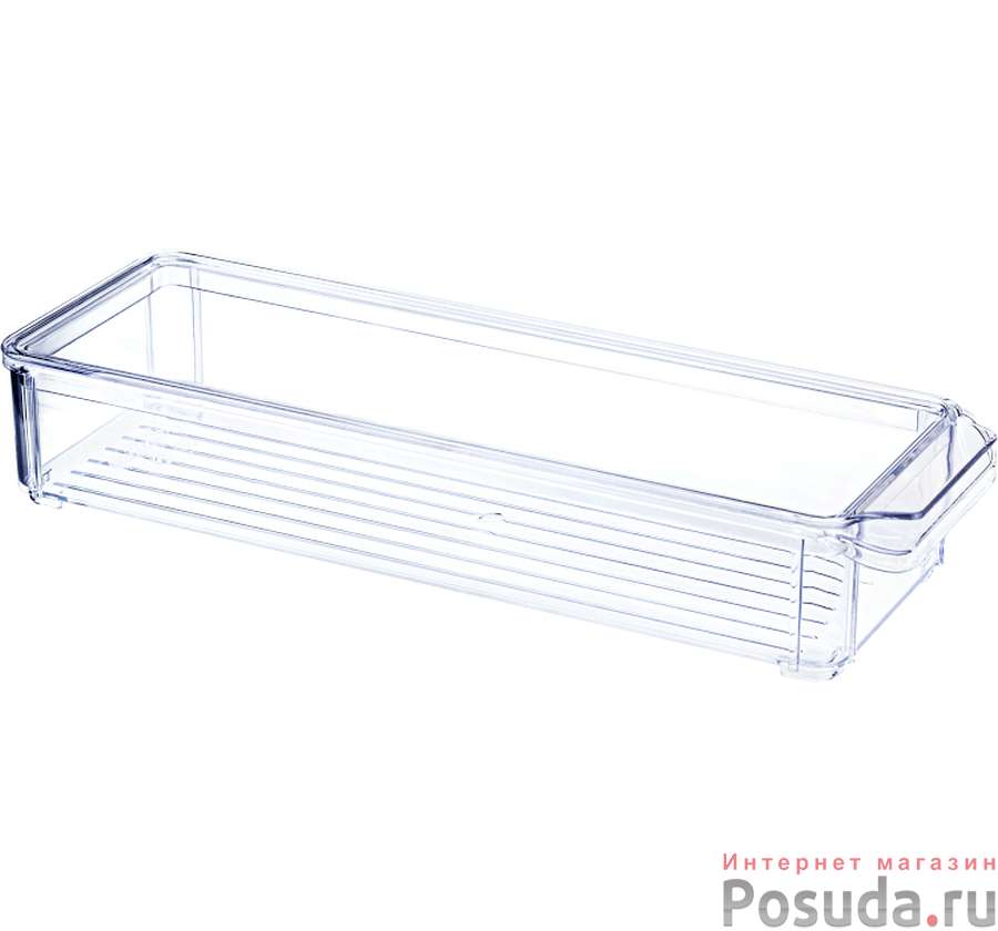 Органайзер для холодильника 10х30х5см с крышкой прозрачный