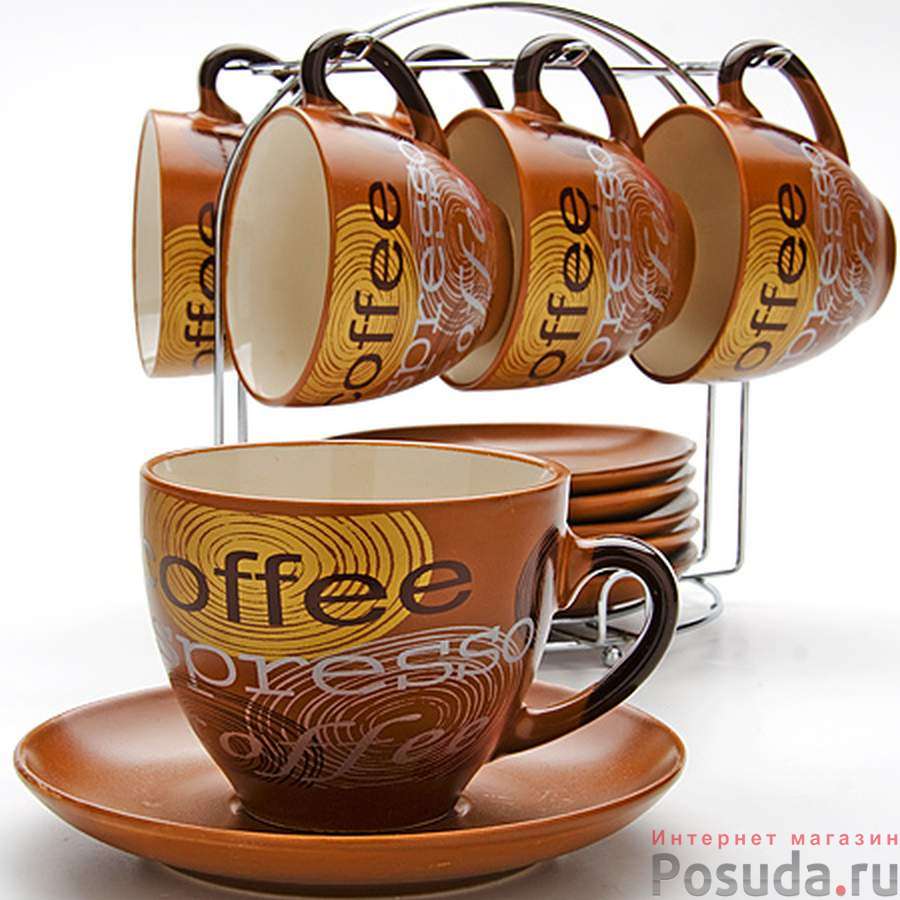 Набор кофейный на 6 персон Loraine Coffee, 220 мл на металлической подставке