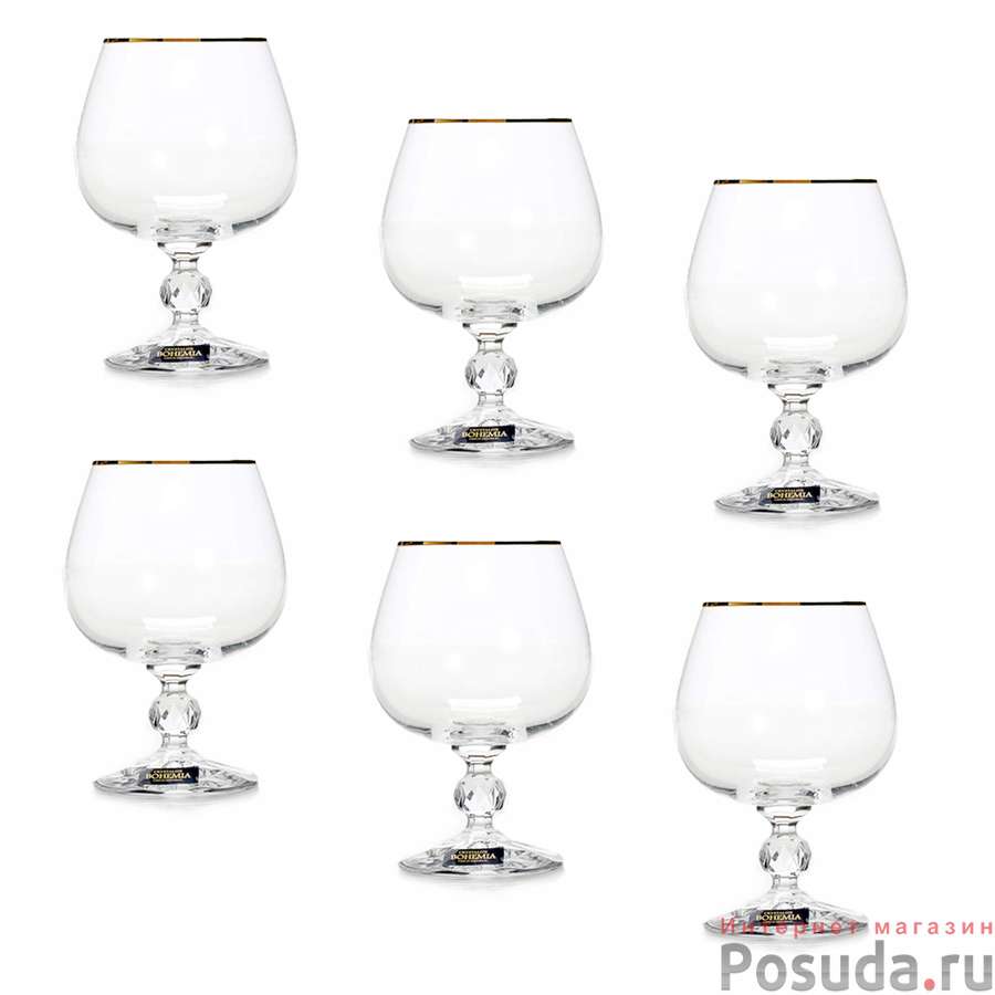 Набор бокалов для коньяка 6 шт Crystalite Bohemia "Клаудия", 250 мл
