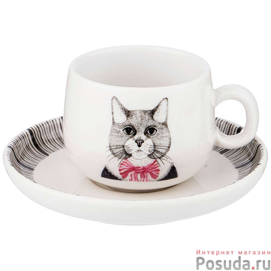 Кофейная пара lefard Fashion animals кот, на 1пер. 2пр. 90 мл 