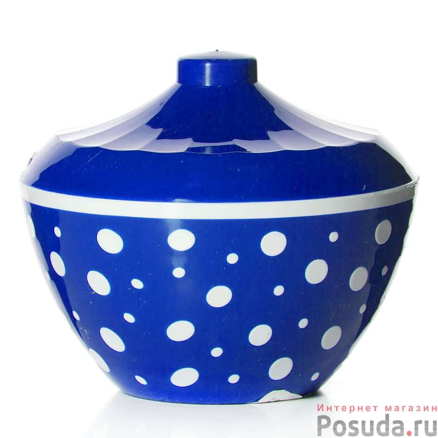 Сахарница с крышкой "Горошек", объем 0,5 л (бело-синяя)