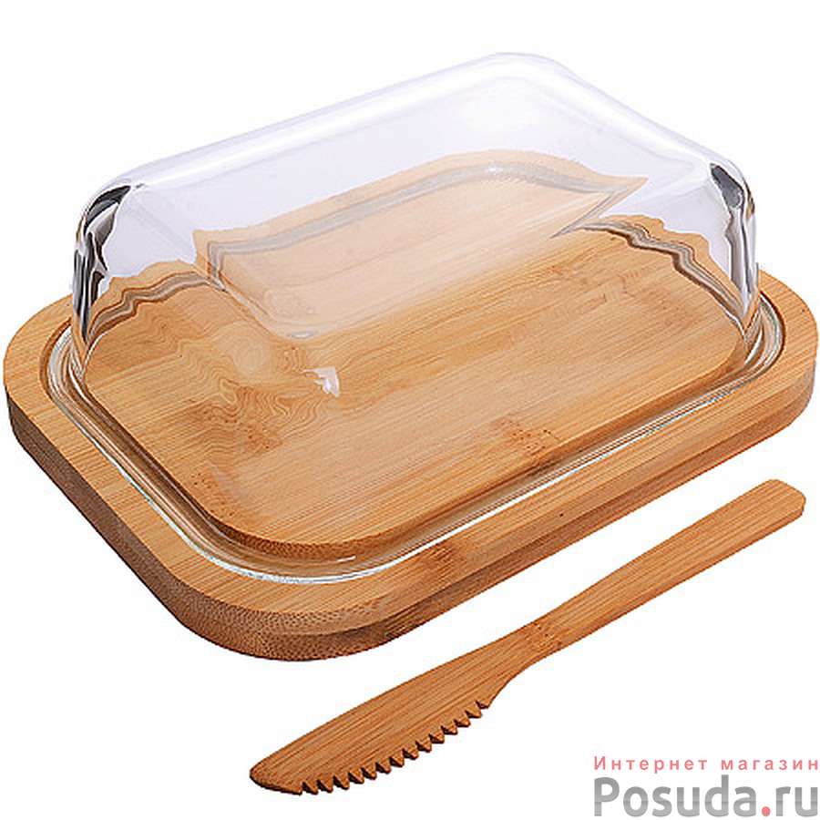 Масленка стекло-бамбук с ножом МВ 3 пр. (х24)