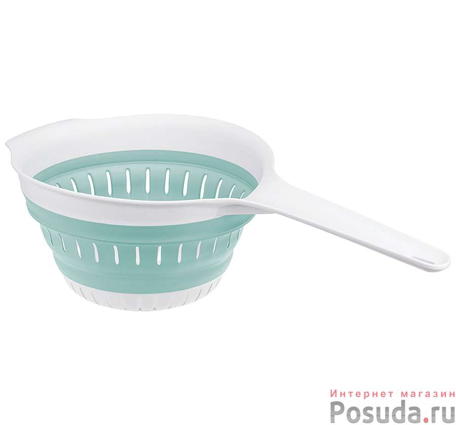 Дуршлаг ФЛЕКС складной с ручкой Морская волна