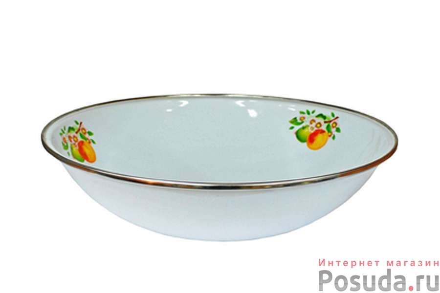 Миска 3,5л с нержавеющим ободком (цвет и рисунок в ассортименте)