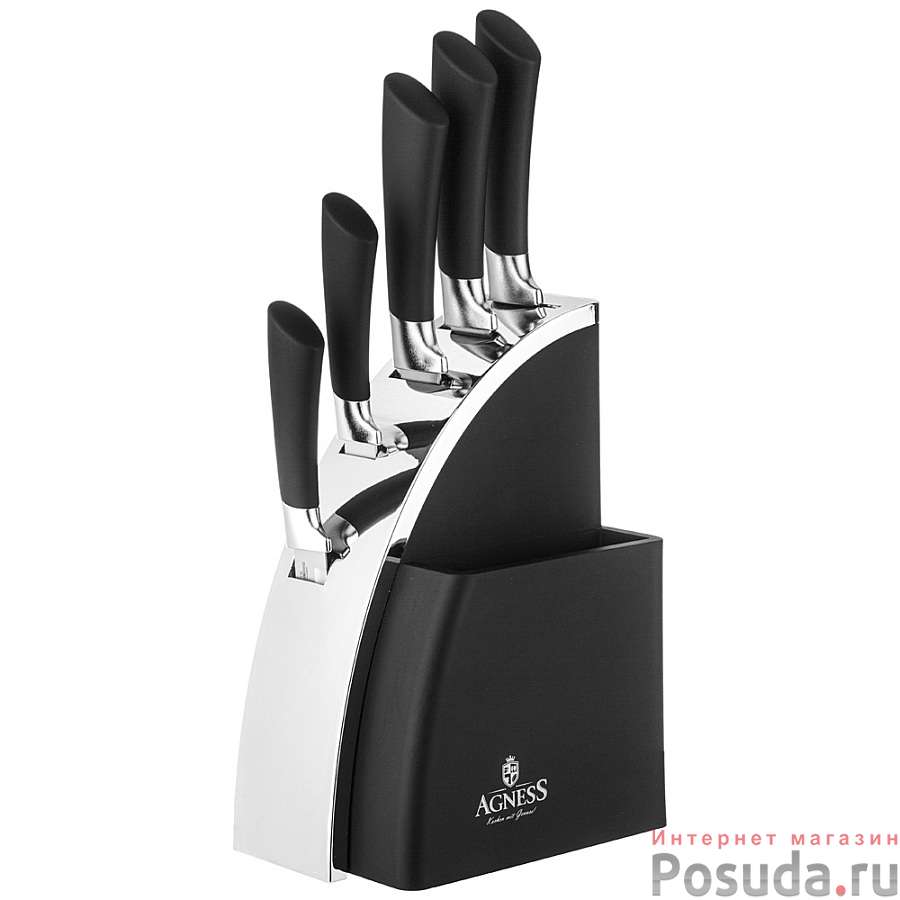 Набор ножей agness на пластиковой подставке, 6 предметов