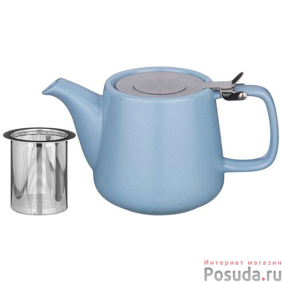 Чайник с металл.ситом и крышкой Velour 500мл, 19*8,5*10см, голубой 