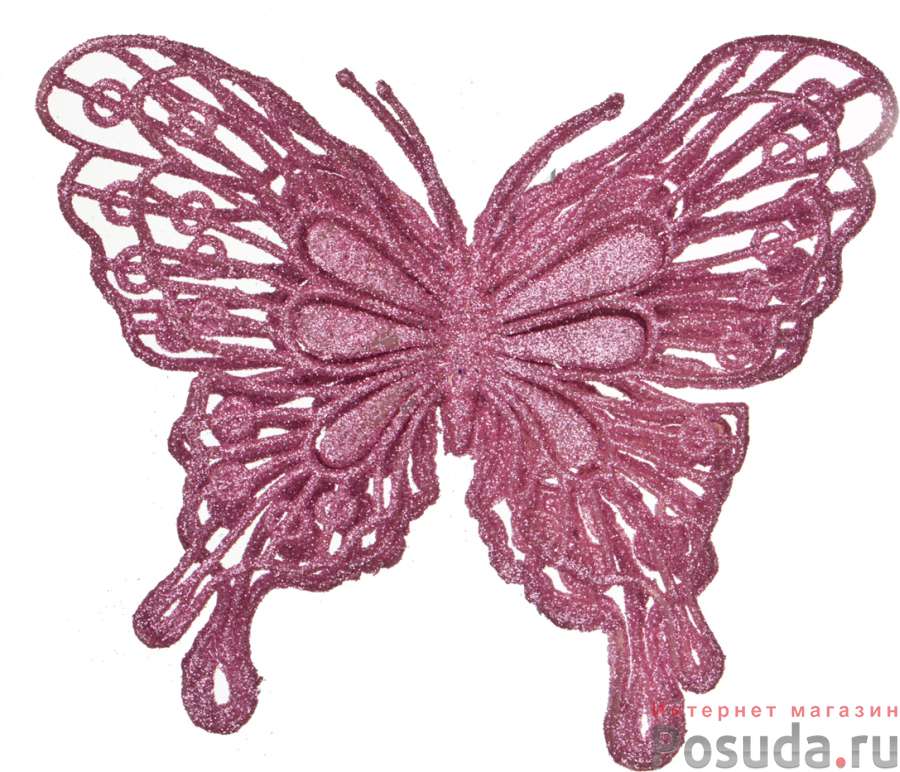 Изделие декоративное Бабочка на клипсе. длина=12см. розовый