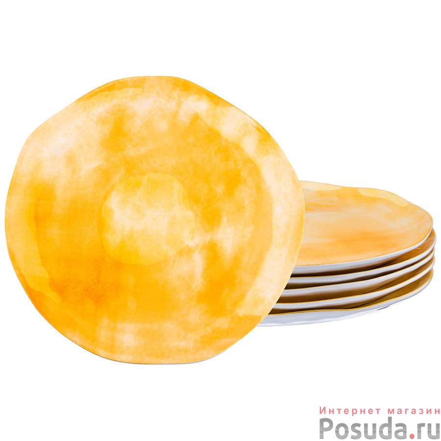 Набор тарелок десертных из 6 шт. диаметр=26 см. коллекция Парадиз цвет: солнечный свет