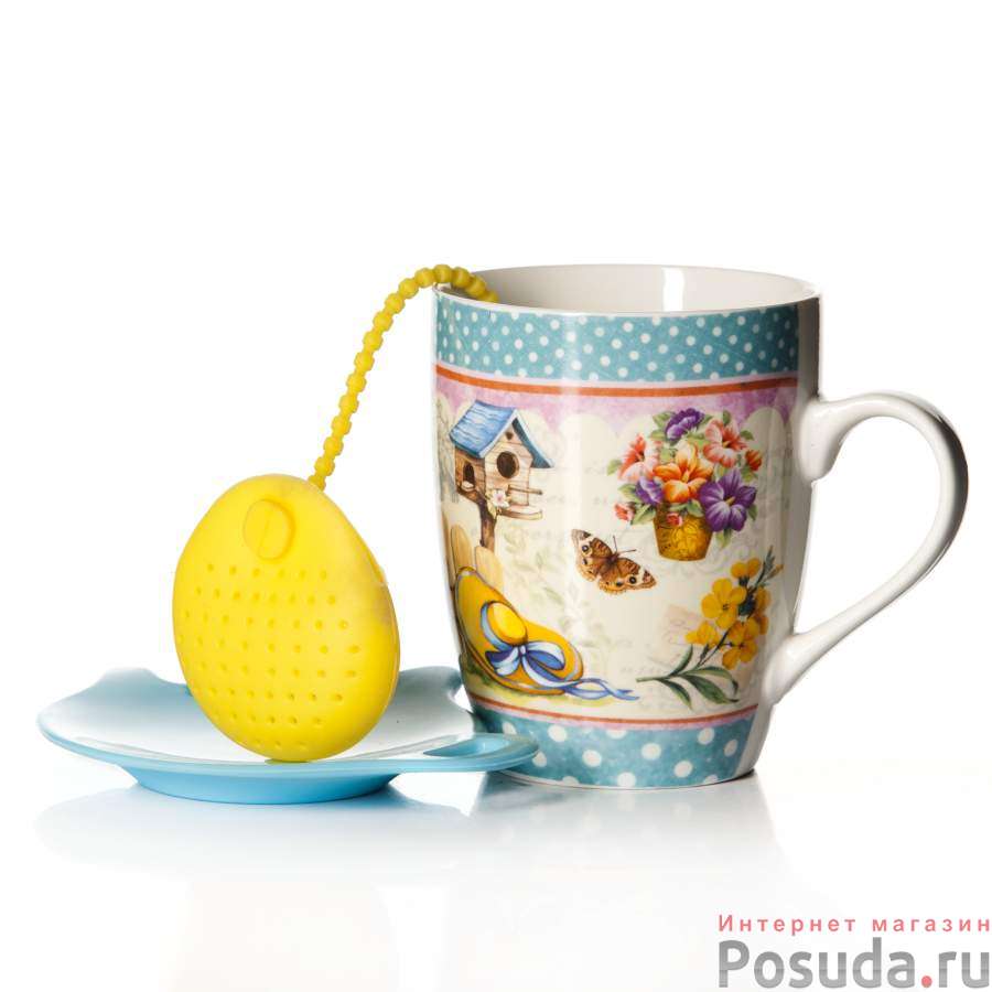 Кружка фарфоровая с ситечком 341мл