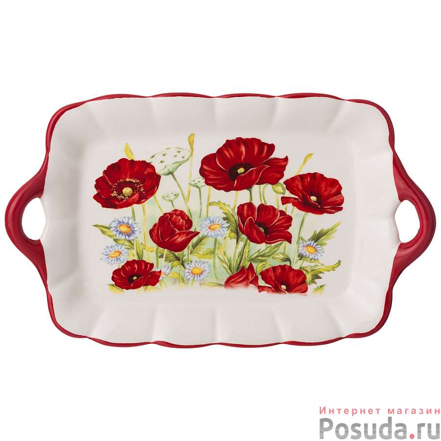 Блюдо Полевые маки 23,5*14 см. высота=2,5 см. 