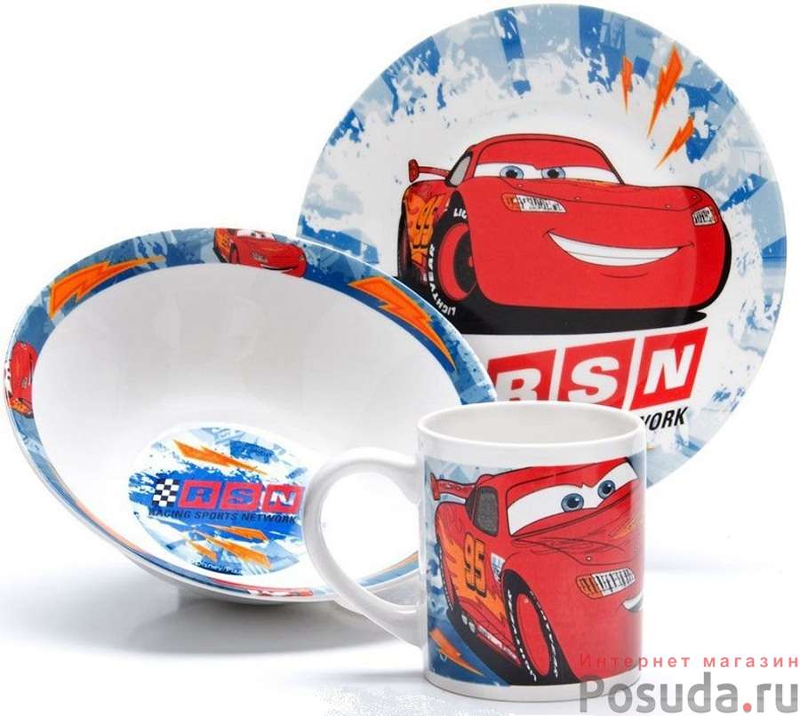 Набор детской посуды Loraine "Тачки" Дисней, 3 предмета