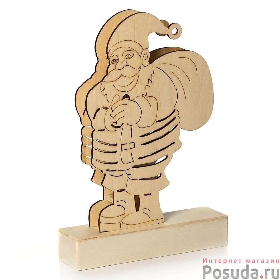 Заготовка деревянная House & Holder "Дед Мороз", с подсветкой, высота 25,5 см