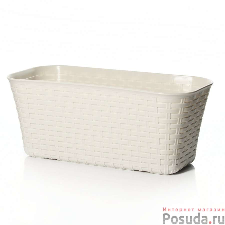 Балконный ящик Ротанг 400 мм (белый ротанг)