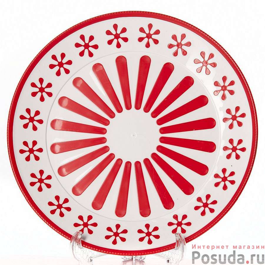 Тарелка большая Валенсия, диаметр 190 мм (красно-белая)