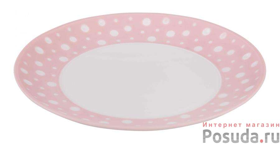 Тарелка Горошек 260 мм (бело-розовый)