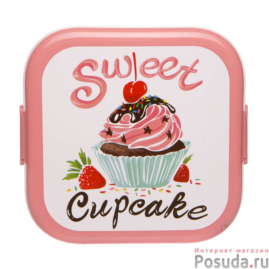 Контейнер для обеда (0,4+0,4л) капкейки (цвет в ассортименте)