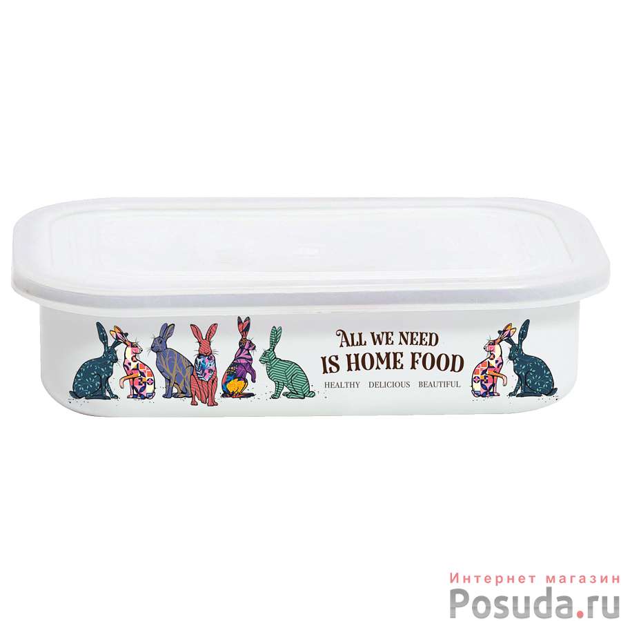 Лоток эмал Зайцы 1,5л прям пласт/кр TM Appetite