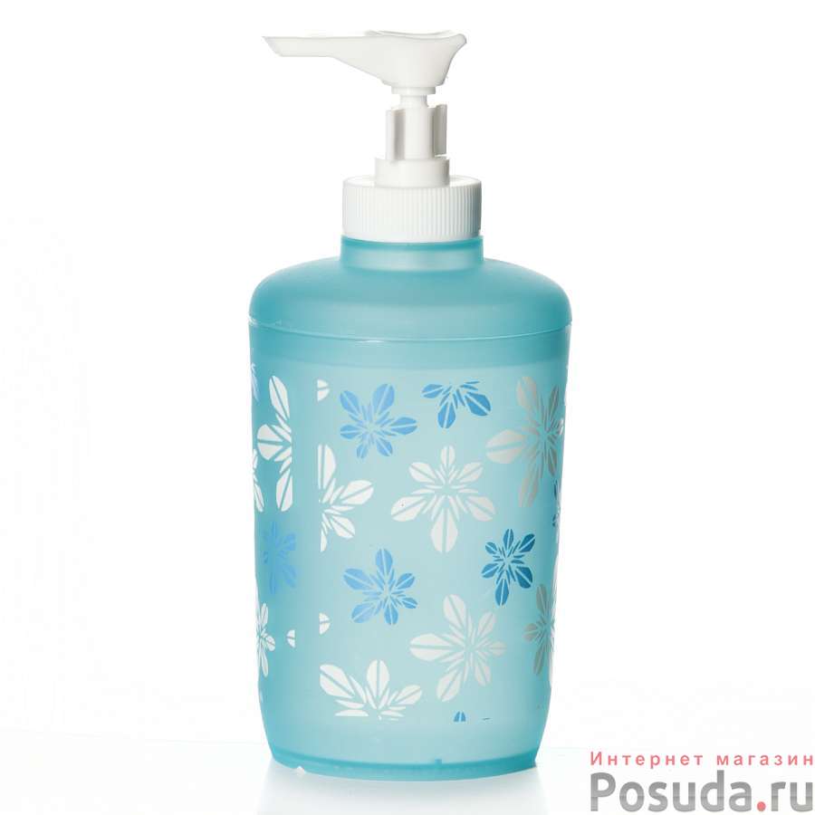 Диспенсер для жидкого мыла Blue flowers, 7*7*16 см