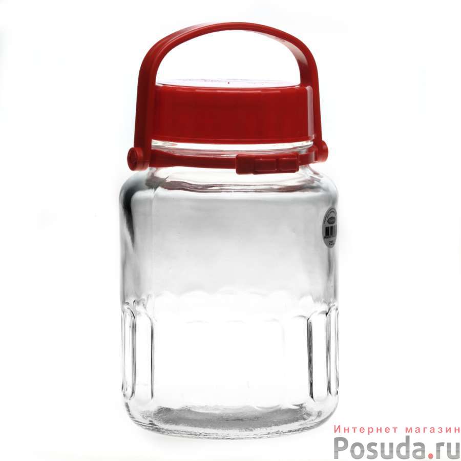 Банка с пласт.красн.крышкой Харвест 3000 мл