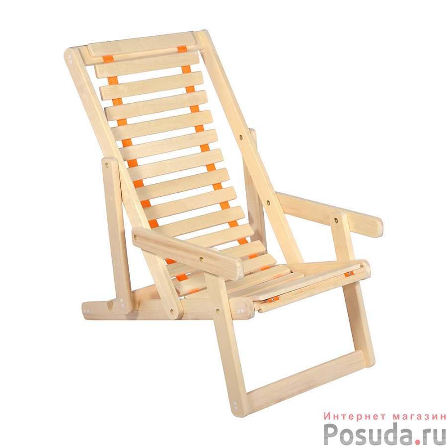 Шезлонг деревянный с подлокотниками, 105х65х95 см, липа