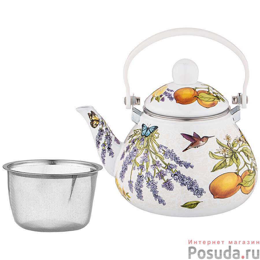 Чайник agness эмалированный с фильтром из нжс, серия provence, 1,3 л