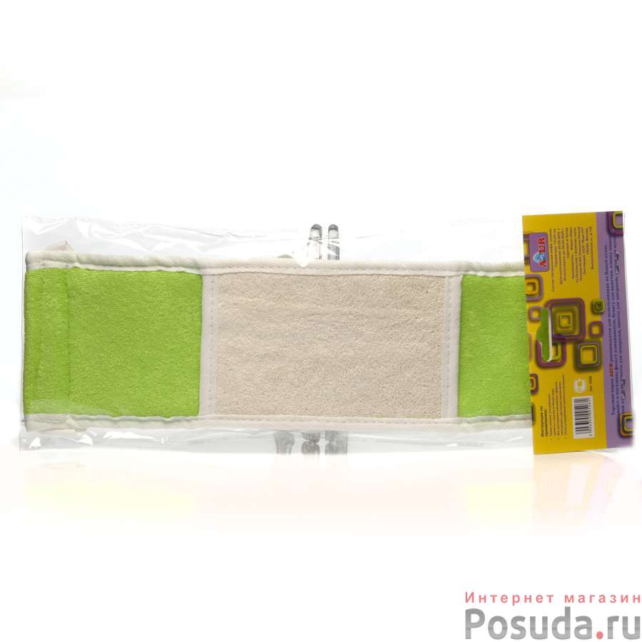 Мочалка из люфы с деревян. ручк.10*35см, шт