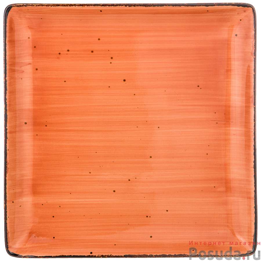 Тарелка обеденная квадратная "NATURE" 25 см, цвет оранжевый