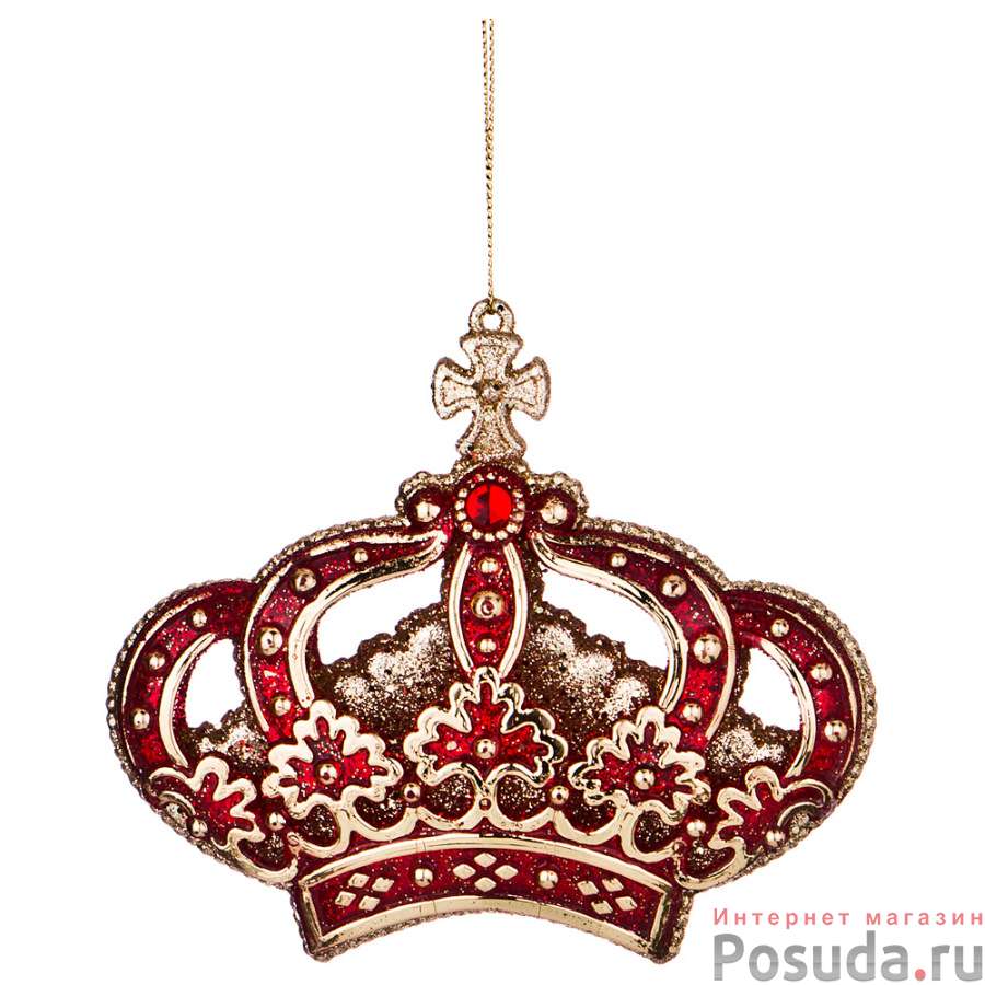 Декоративное изделие Корона 12*10 см цвет: красный с глиттером без упаковки
