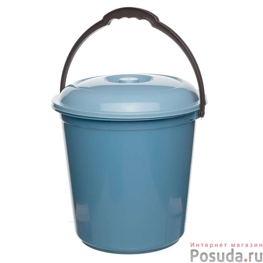 Ведро 15 л с крышкой и мерной шкалой синее